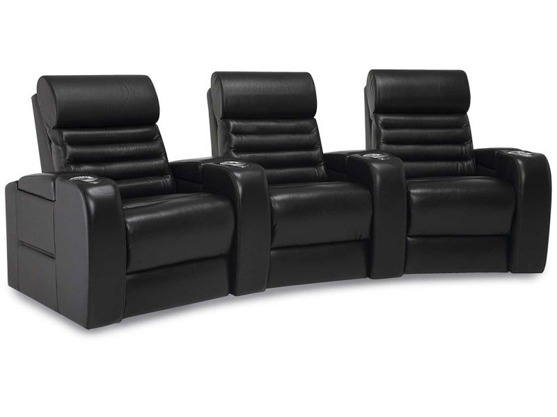 Palliser Catalina row 3 in black leather with power lumbar
