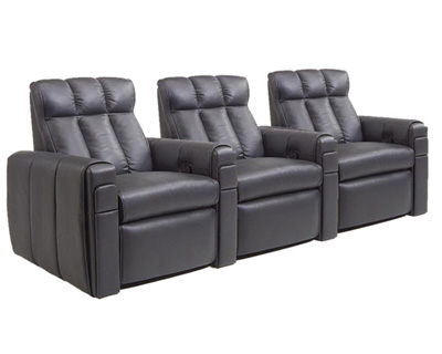 acoustic cinematic grey leather cinema lounger chair