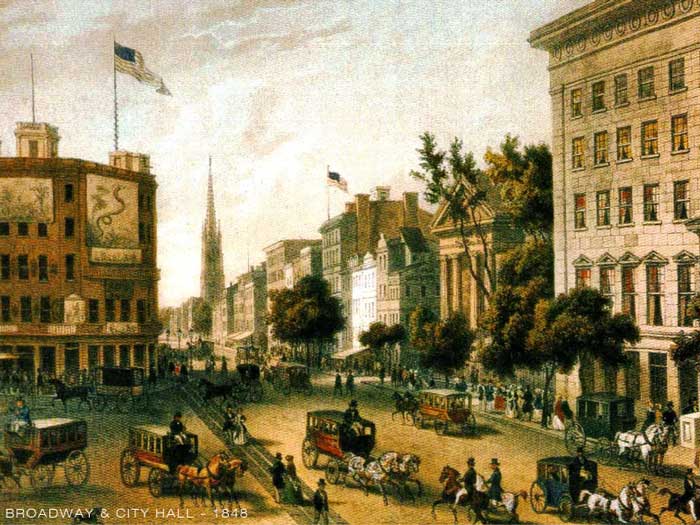 Broadway and City Hall 1848