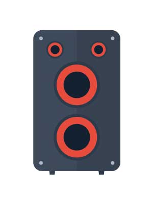speaker with red trim for home theater
