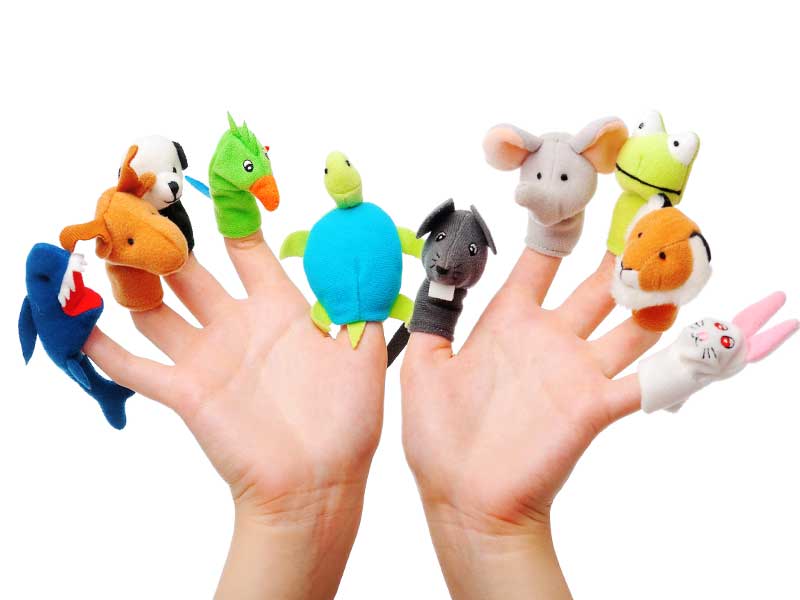 finger puppets on two hands