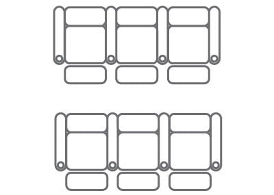 2 rows of 3 seats layout