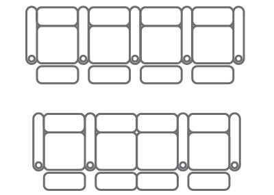 2 rows of 4 seats room layout