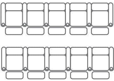 2 rows of 5 seats room layout