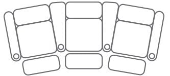 row of 3 curved