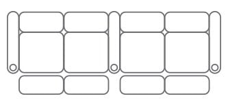 row of 4 dual loveseats straight