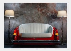 sofa made from the trunk of a classic car