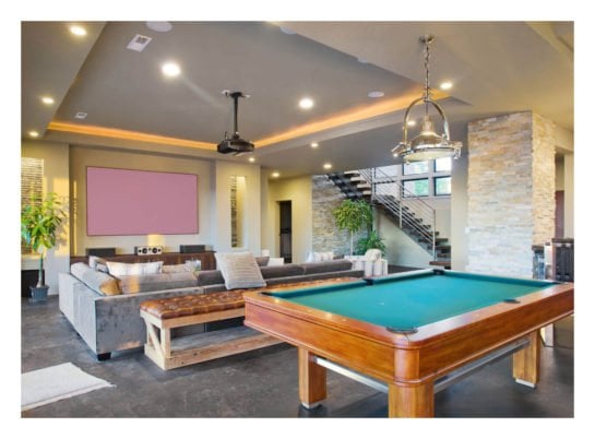 pool table in theater room