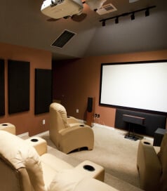 room with projector screen