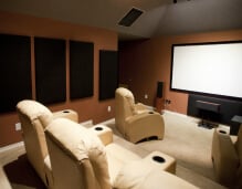 home theater with black panesl