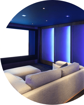 home theater with lighted panels