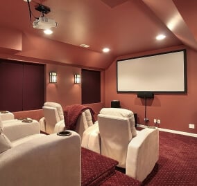 home theater with white seats