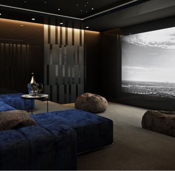 luxury home theater with chaise