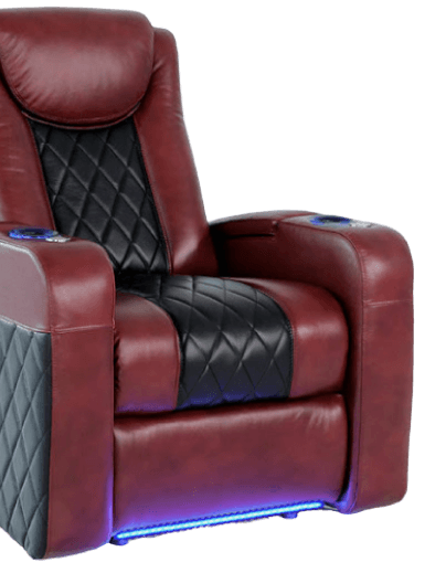 azure red and black recliner