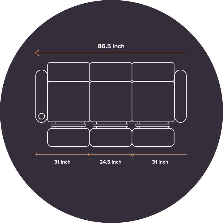 aerial view of sofa measurements