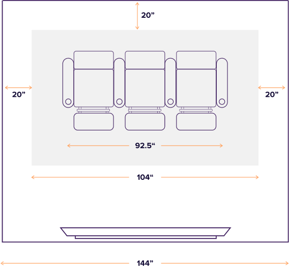 aerial view of sofa with measurements
