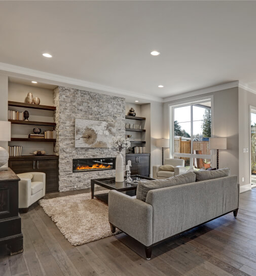 living room with fireplace