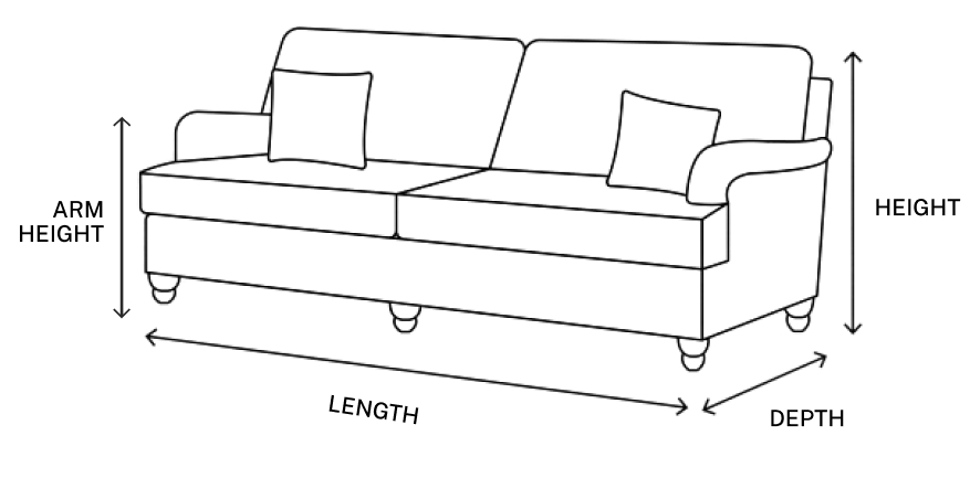 sofa vector image with measurements