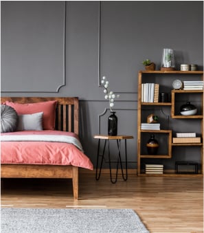 bedroom with bookshelf