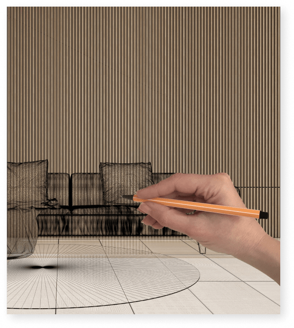 hand-sketching a living room