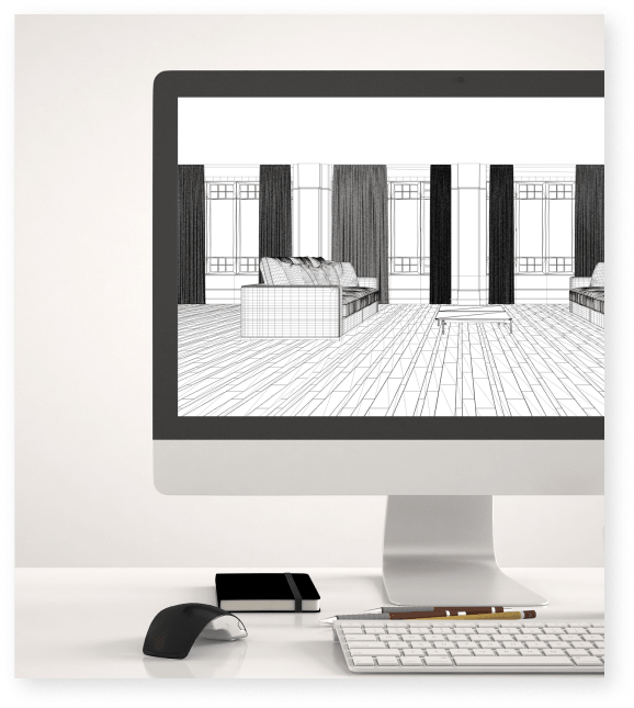 blueprint sketch on computer screen