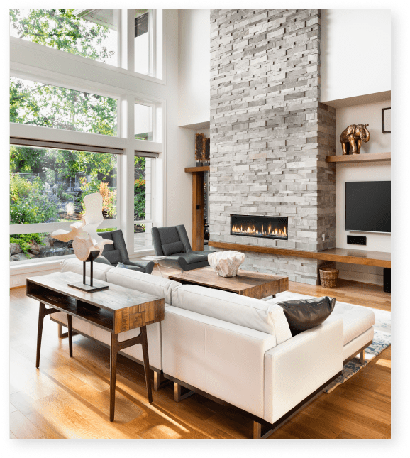 living room with fireplace