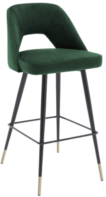 plush green bar stool with back