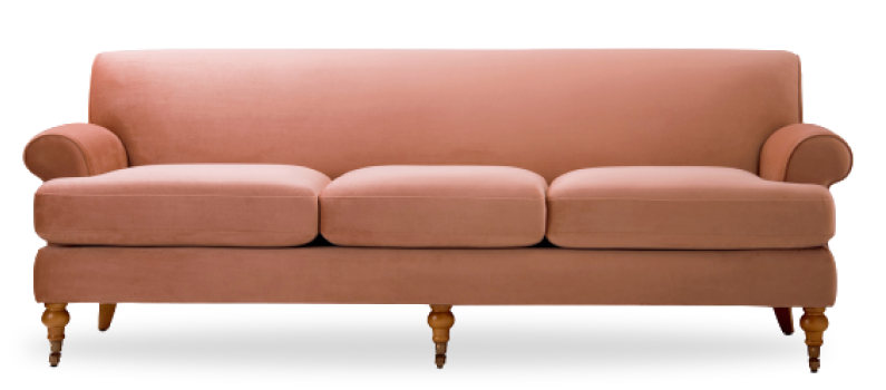 peach colored lawson style sofa
