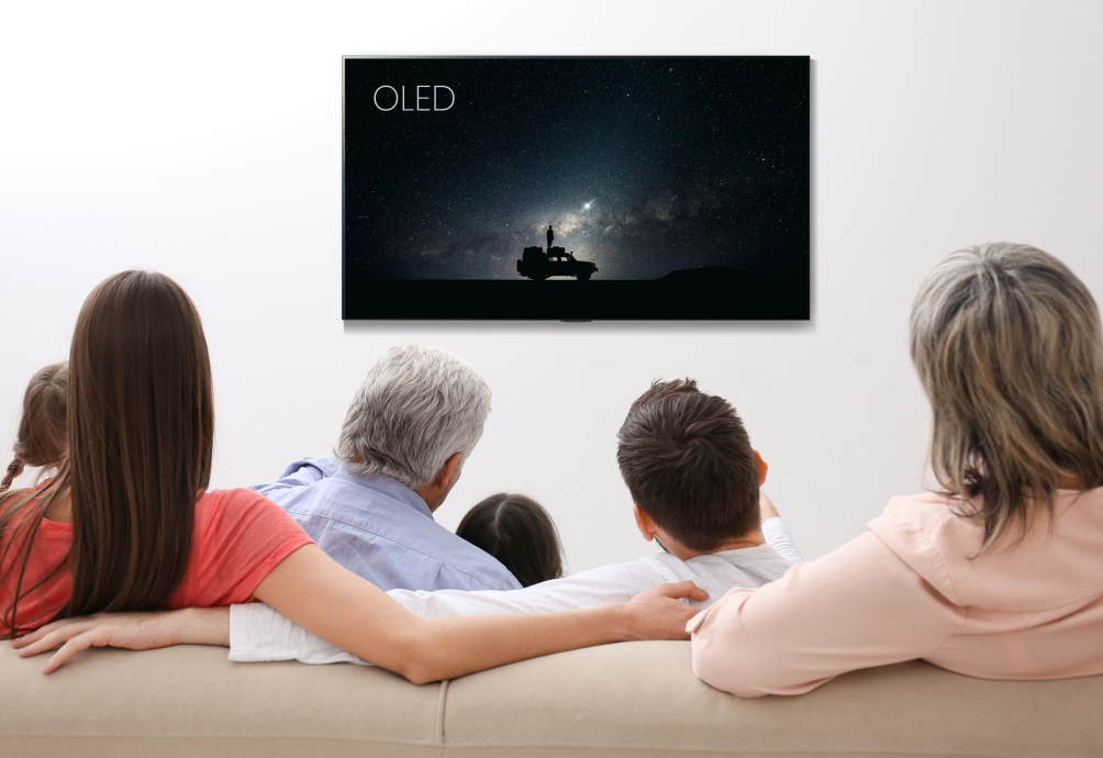 family watching tv