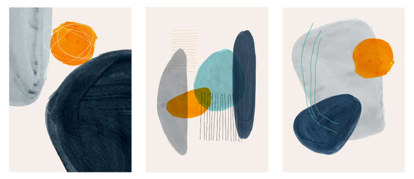 three modern art paintings