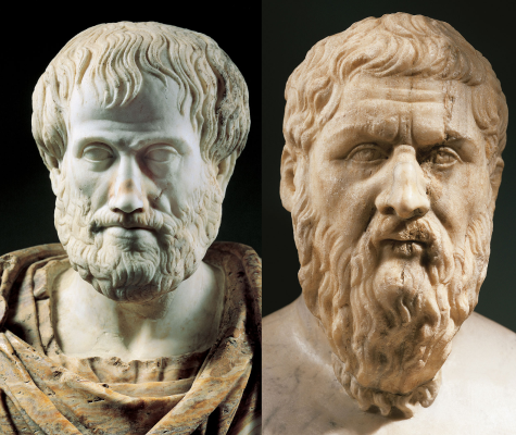 Marble sculptures of aristotles face close up