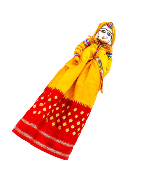 Indian puppet in a yellow dress