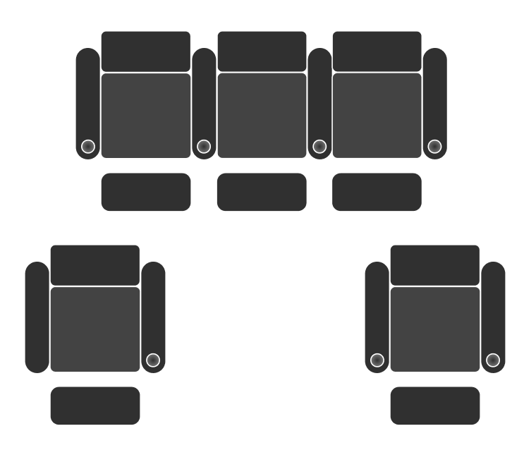 Layout of 5 theater seats