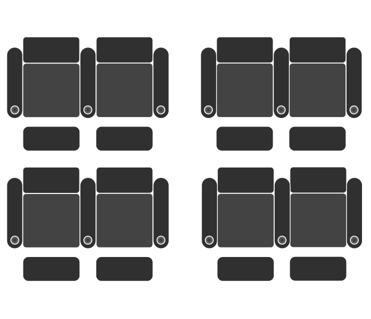 Layout of 8 theater seats