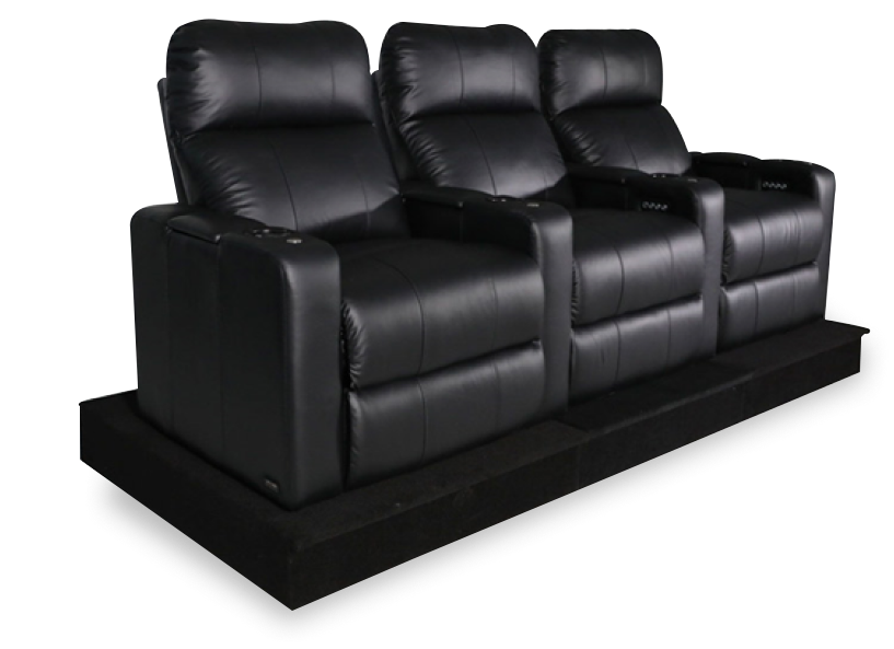 prebuilt three theater seats black leather