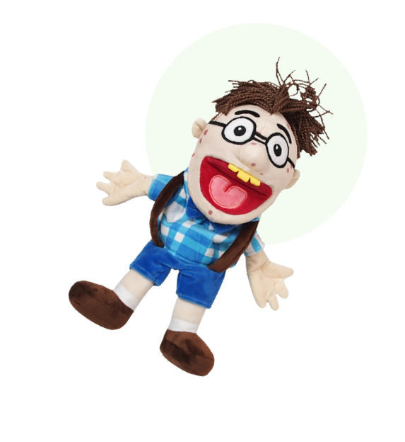 Little school kid puppet wearing glasses
