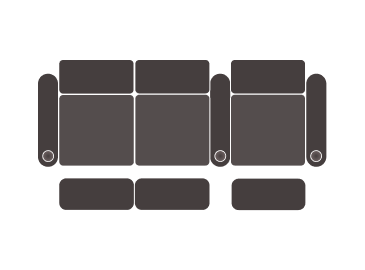 row of three straight loveseats