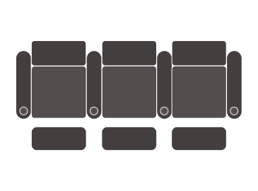 row of three straight loveseats