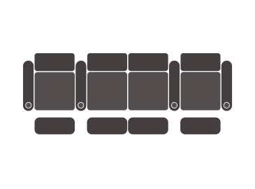 row of four dual loveseats