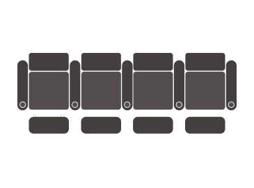 row of four dual loveseats