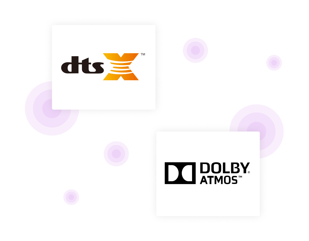 dtsX and Dolby logos