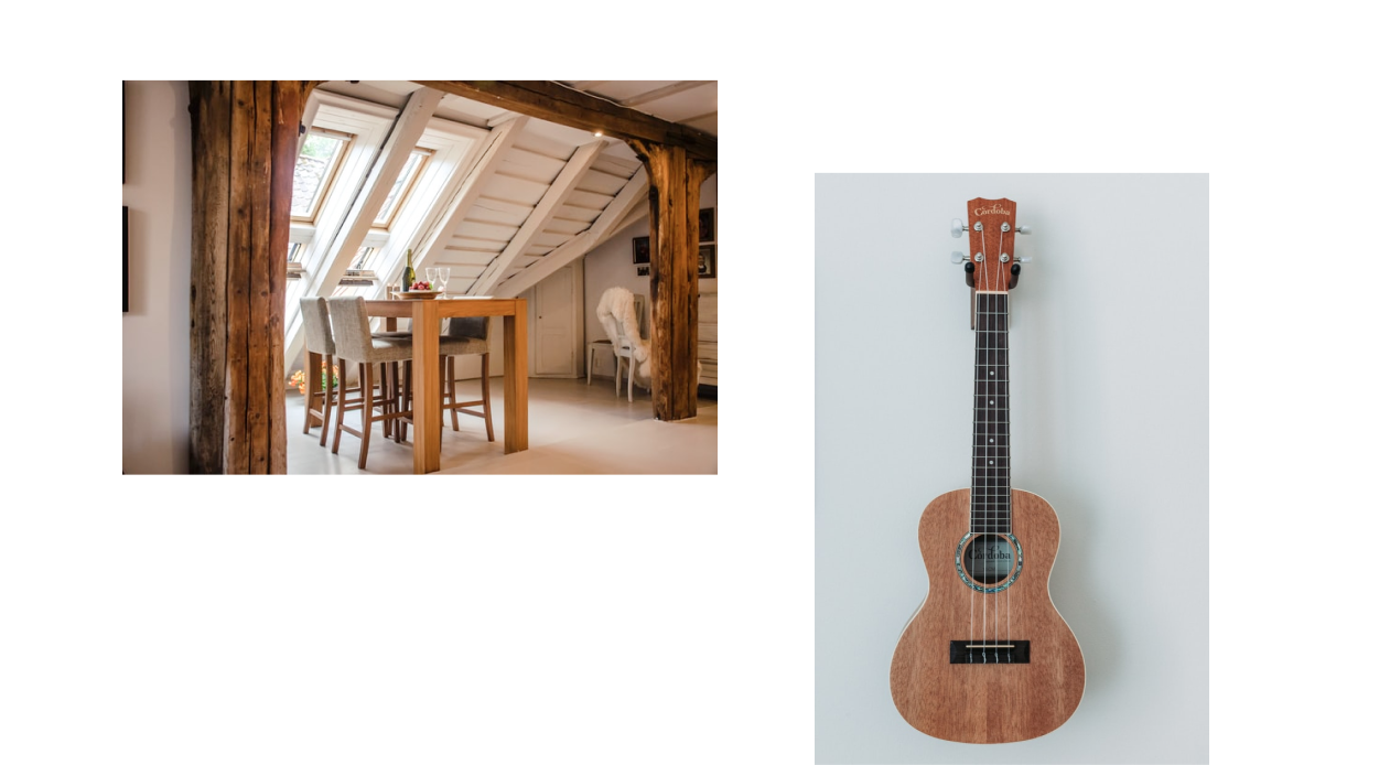 softwood guitar and table