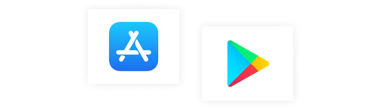 app store and google play logos