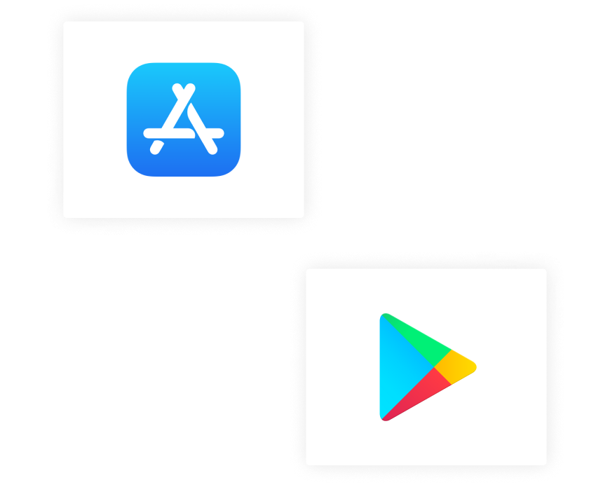 App store logo and Google play logo