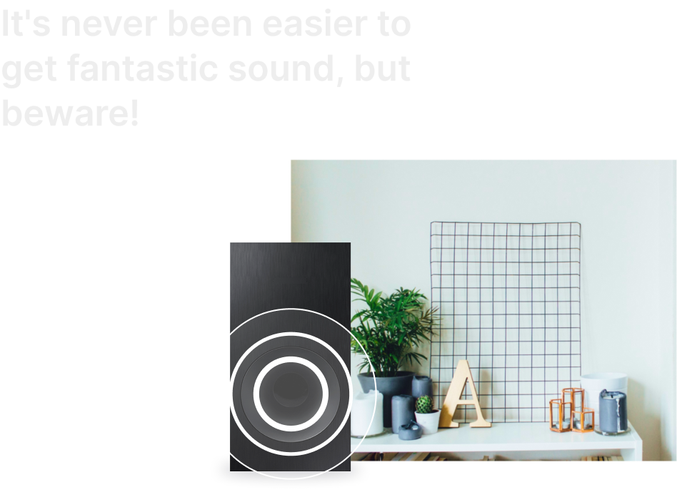 black speaker next to a desk