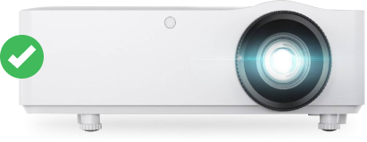 White projector with green checkmark