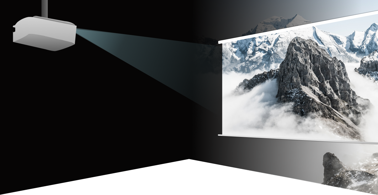 Projector projecting a snowy mountain top