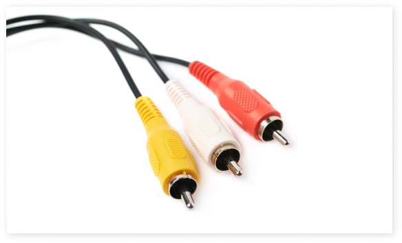 yellow, white, and red cables
