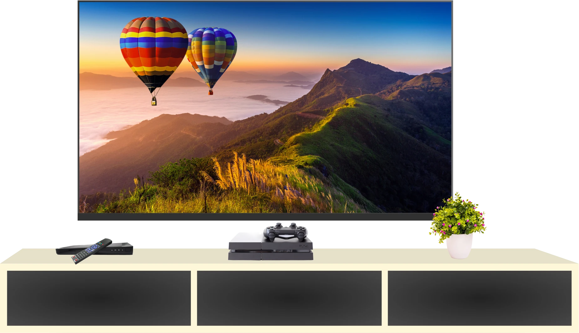 TV sits on top of a cabinet Image_