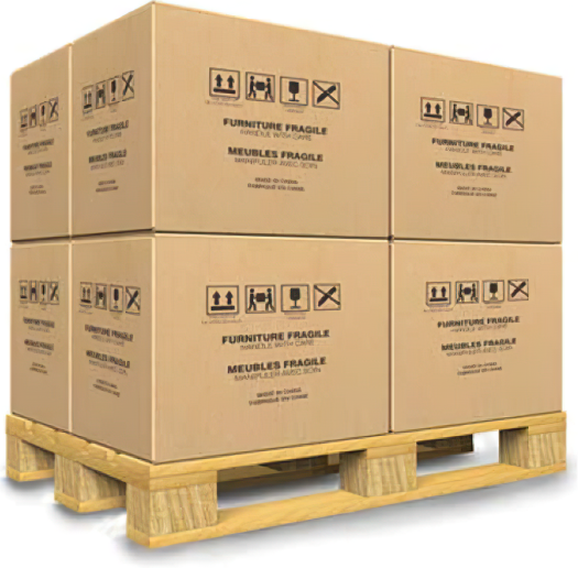 delivery boxes on pallet